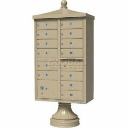 FLORENCE MFG CO Vital Cluster Box Unit w/Vogue Traditional Accessories, 13 Unit & 1 Parcel Locker, Sandstone 1570-13V2SD